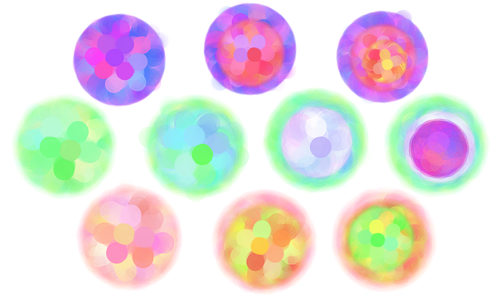 Color blobs using various techniques