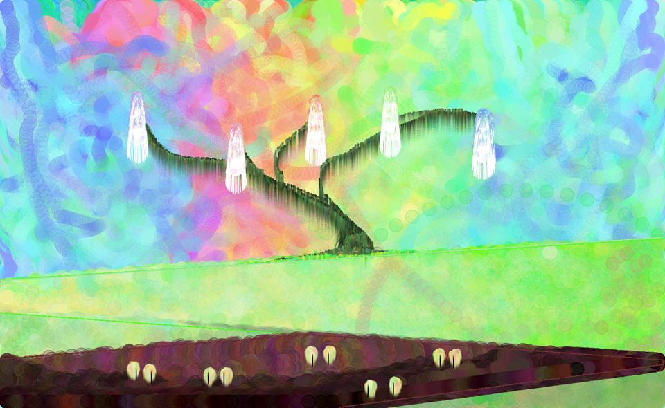 A tree of ghosts in a field, growing over a cave